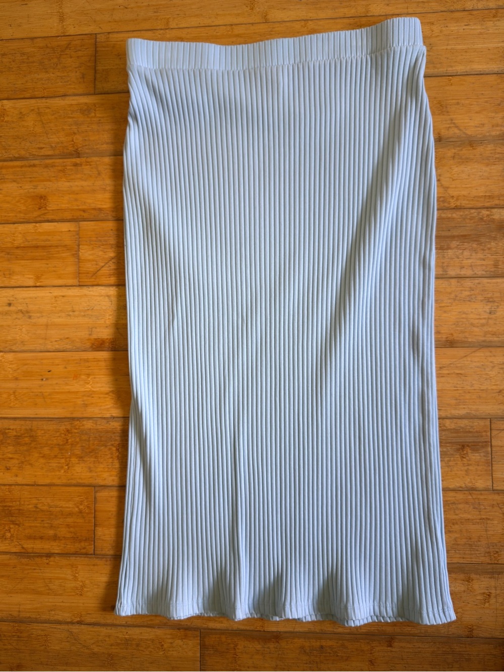 Light Blue Ribbed Midi Skirt - Women's